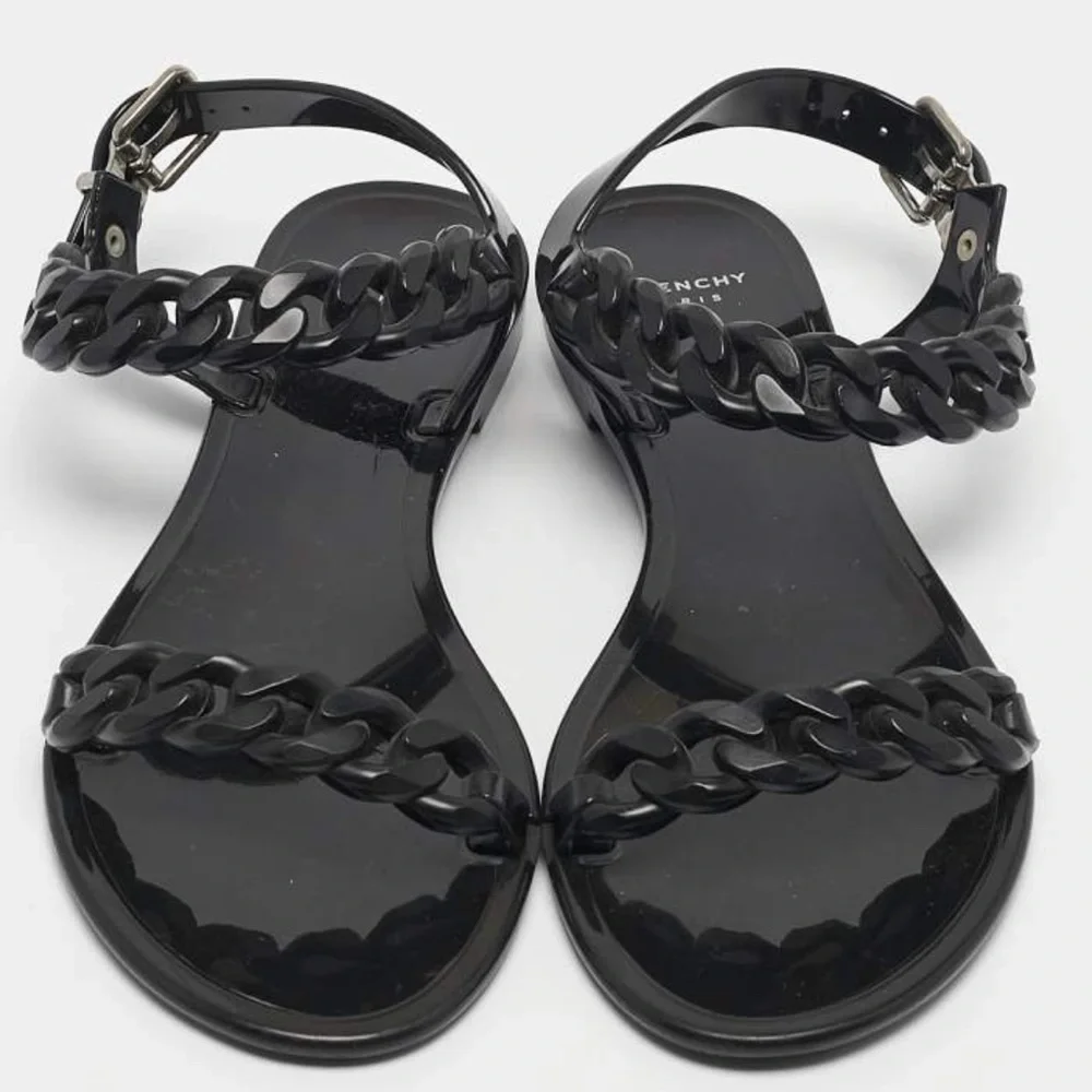 Givenchy Black Patent Chain Strap Sandals - Picture 2 of 6